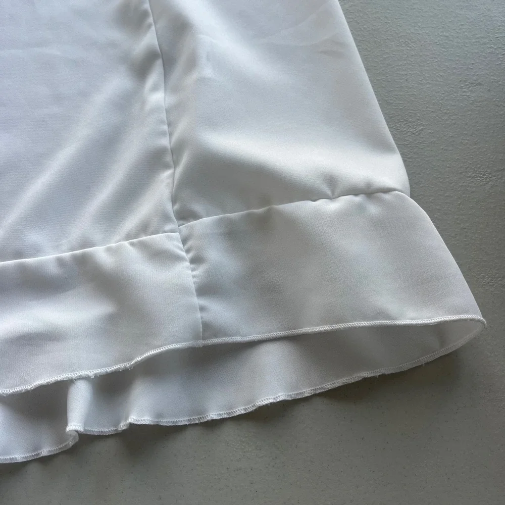 Greathe XL White Ruffle Hem Bow Elastic Waist Flowy Dancer Balletcore Wrap Skirt